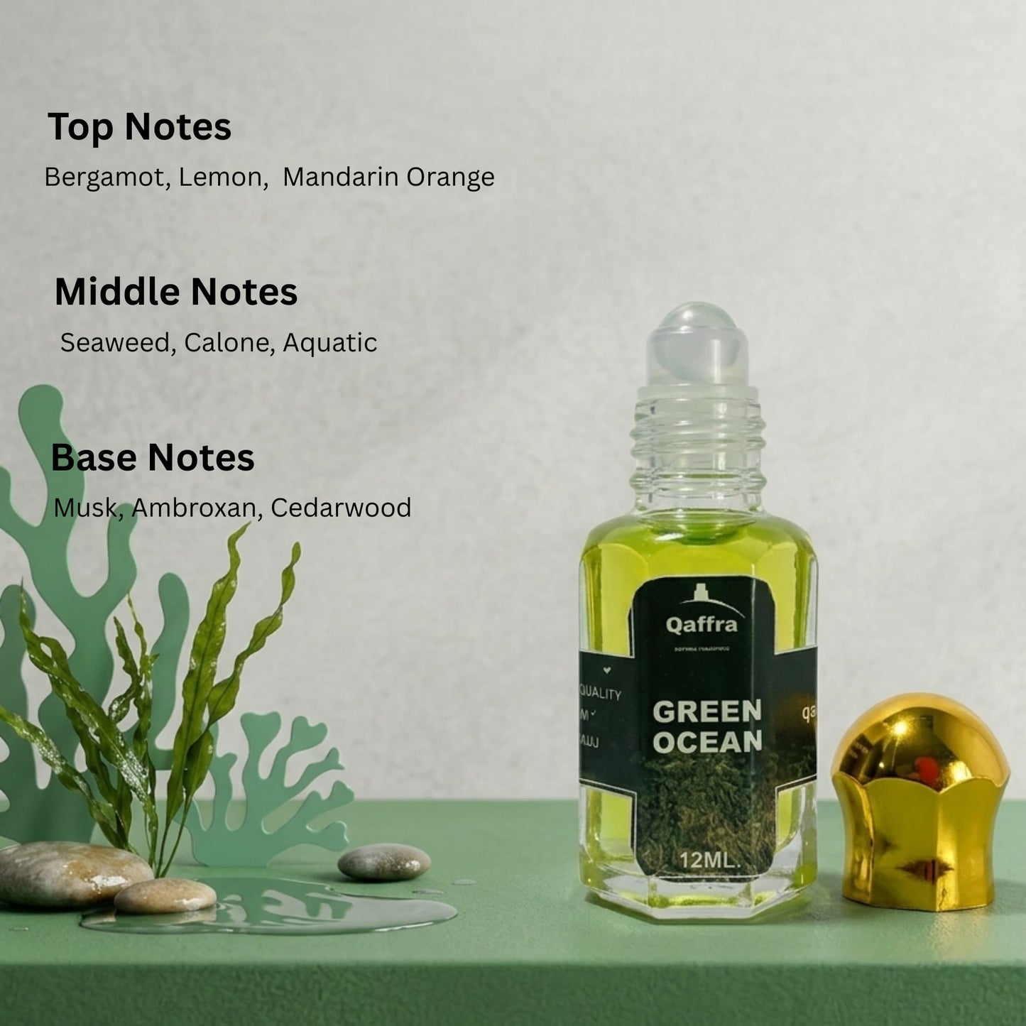 Qaffra Green Ocean Attar – Deep Ocean Aquatic Perfume Oil | Long Lasting | Kannauj