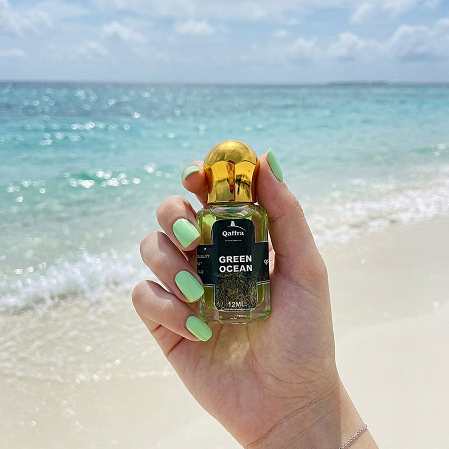 Qaffra Green Ocean Attar – Deep Ocean Aquatic Perfume Oil | Long Lasting | Kannauj