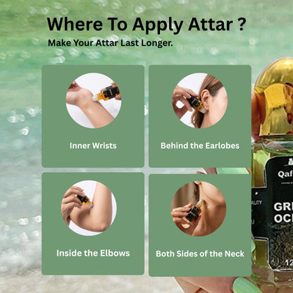 Qaffra Green Ocean Attar – Deep Ocean Aquatic Perfume Oil | Long Lasting | Kannauj