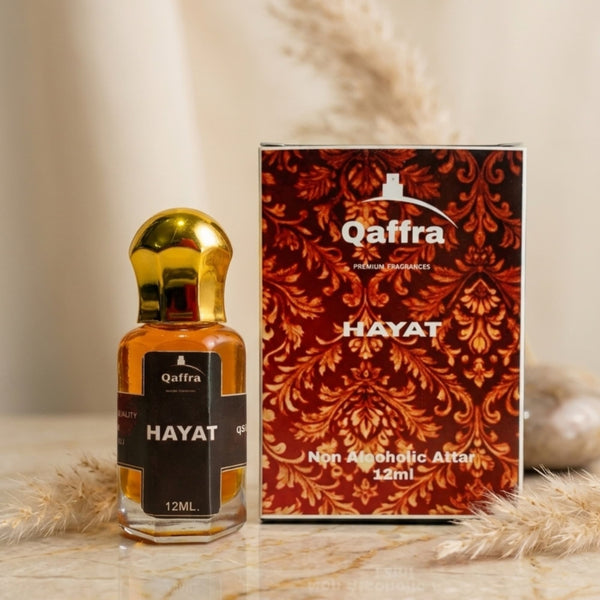 Hayat Attar by Qaffra – Long Lasting | Oud Rose Saffron Perfume Oil |  Crafted In Kannauj