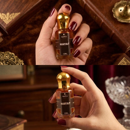 Hayat Attar by Qaffra – Long Lasting | Oud Rose Saffron Perfume Oil |  Crafted In Kannauj