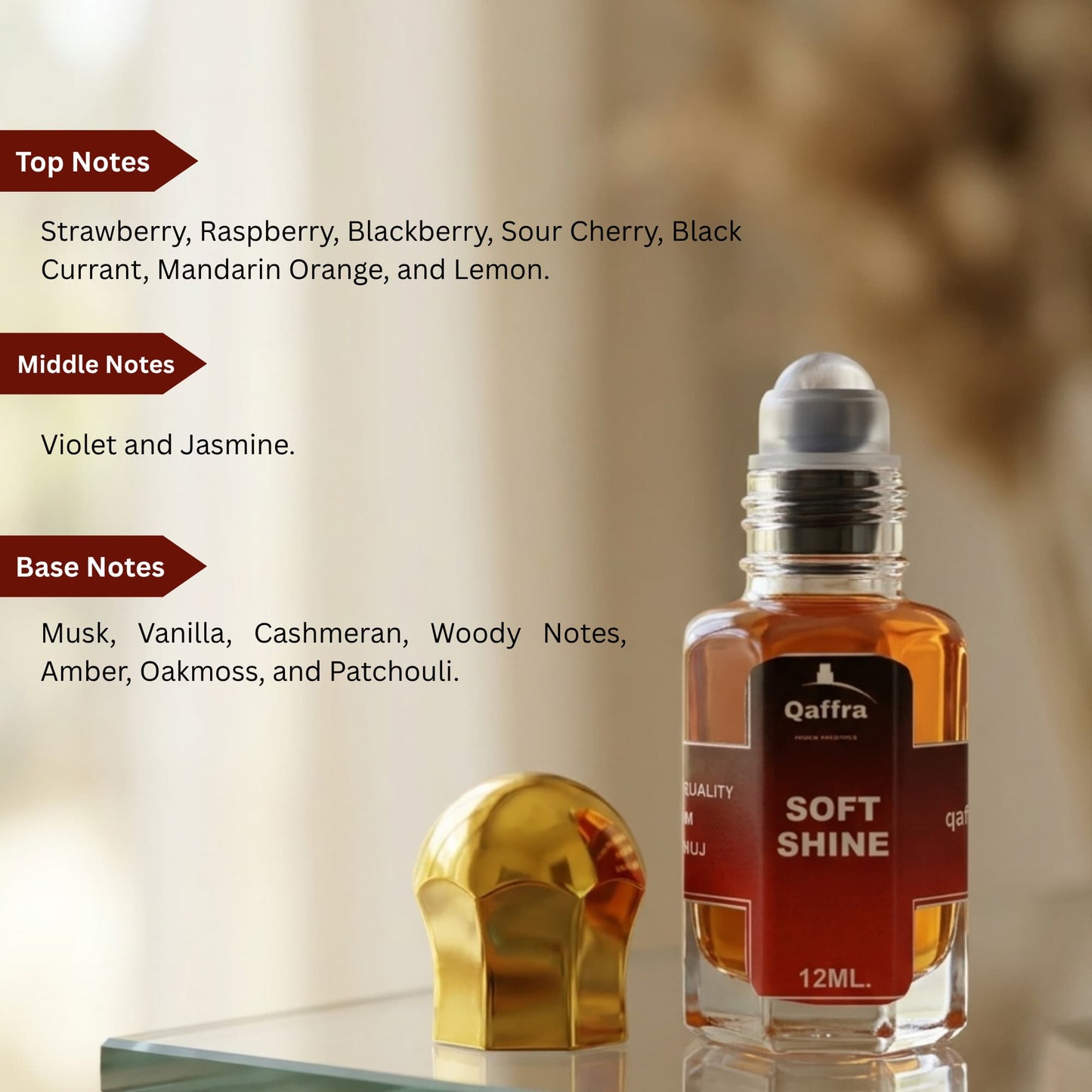 Soft Shine Attar by Qaffra – Long Lasting Berry Floral Perfume Oil | Premium Quality | Crafted In Kannauj